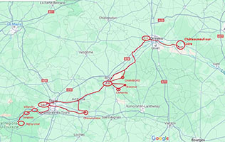 Loire völgy kerékpártúra térkép 1